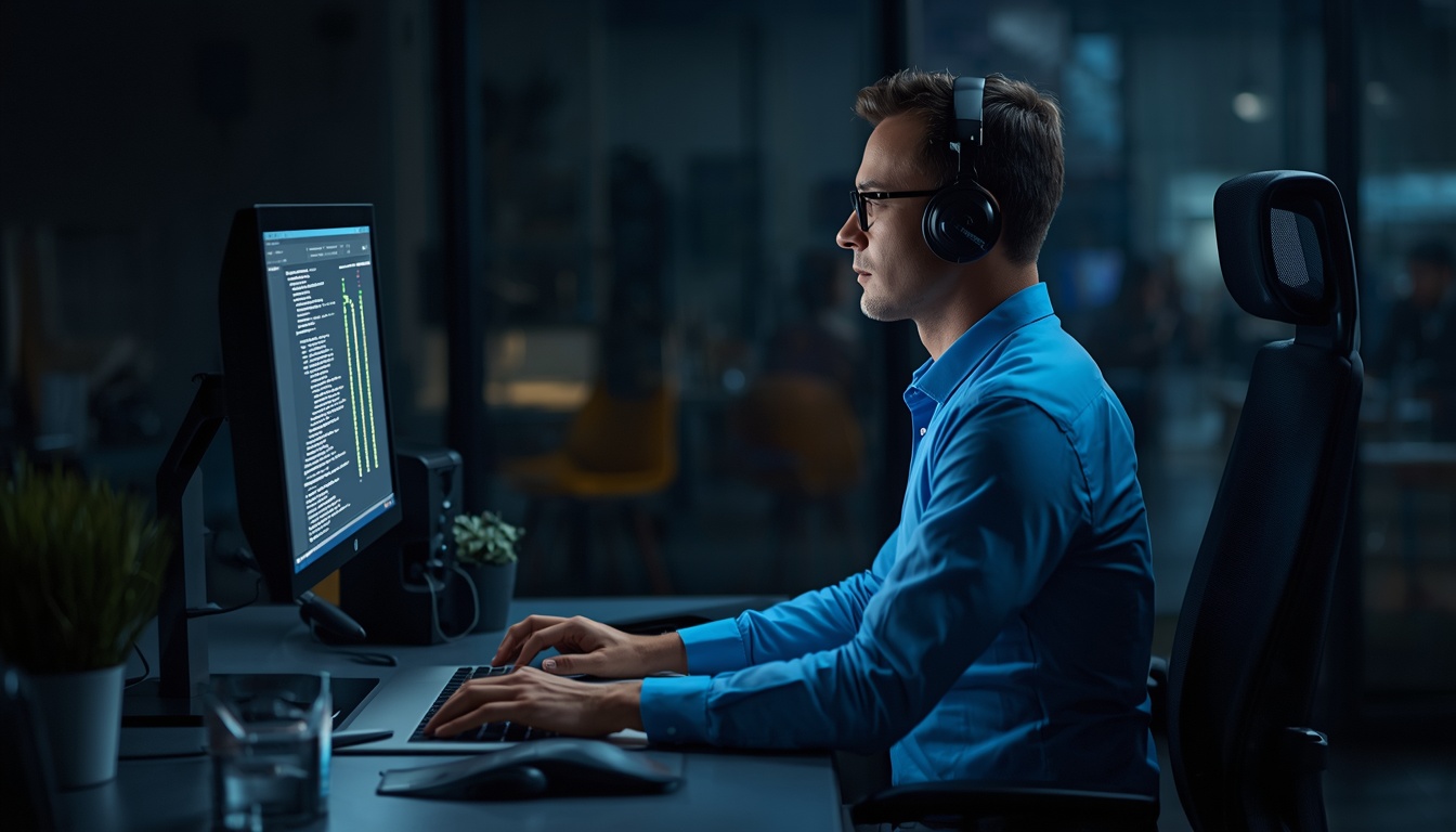 Professional reviewing seated posture at a workstation